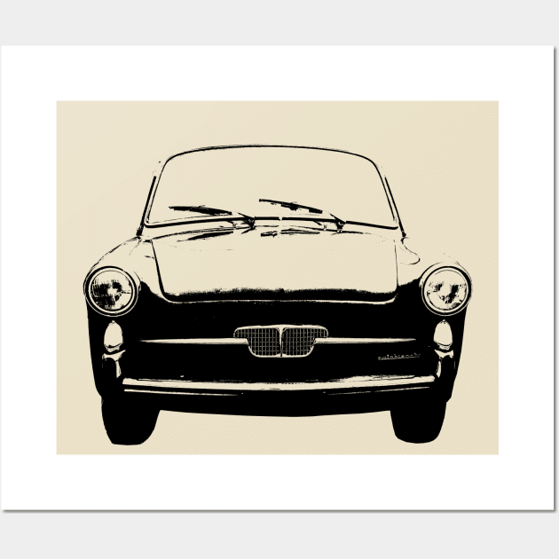 Autobianchi Bianchina 1960s classic car monoblock black Wall Art by soitwouldseem